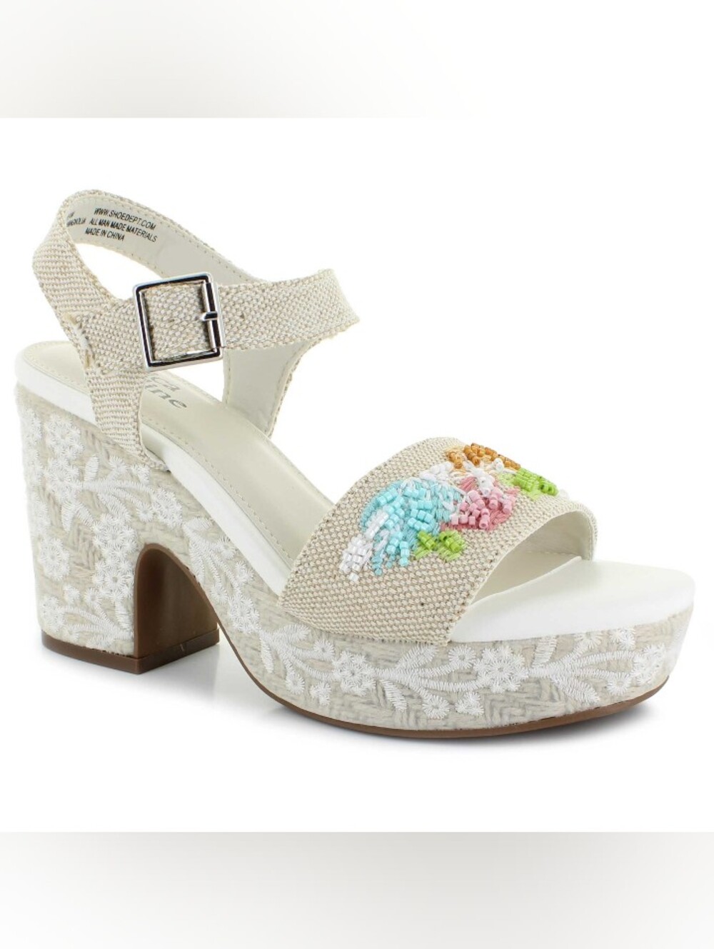 Jessica Cline Magnolia Beaded Pastel Platform Wedge Sandals Size 7